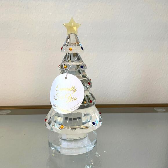 Jeweled Crystal Christmas Tree w/ Gold Star Topper 7.5in Luxe Holiday Decor NEW - Picture 2 of 13